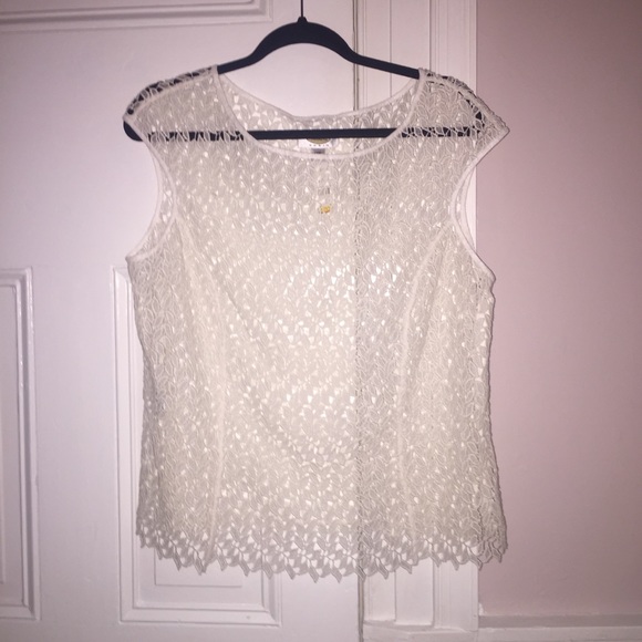 Talbots cream lace blouse tank - Picture 1 of 3